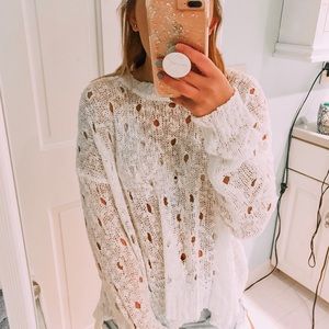 Distressed White Oversized Sweater